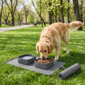 Comedouro e Bebedouro Portátil para Cães e Gatos - Silicone Dobrável para Viagem
