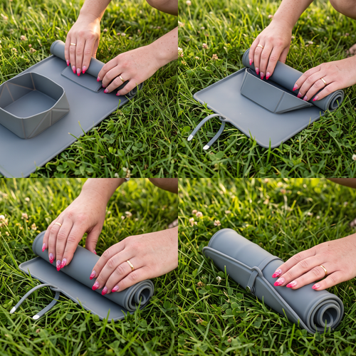 Comedouro e Bebedouro Portátil para Cães e Gatos - Silicone Dobrável para Viagem